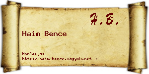 Haim Bence névjegykártya